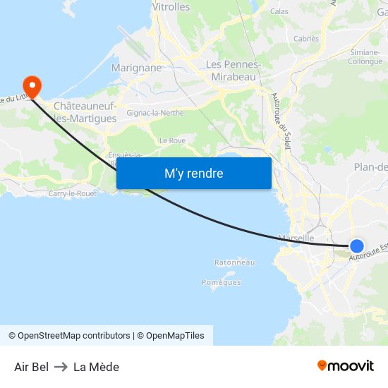 Air Bel to La Mède map