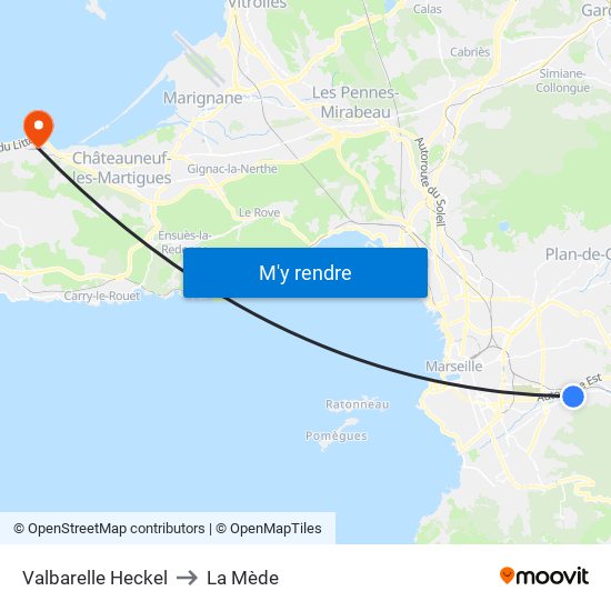Valbarelle Heckel to La Mède map