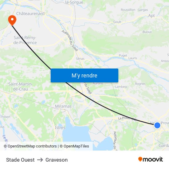 Stade Ouest to Graveson map