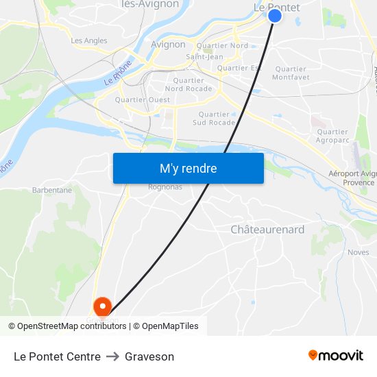 Le Pontet Centre to Graveson map