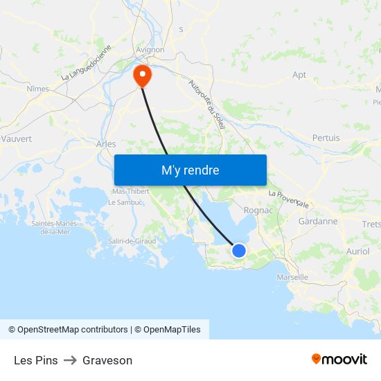 Les Pins to Graveson map