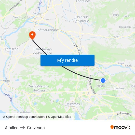 Alpilles to Graveson map