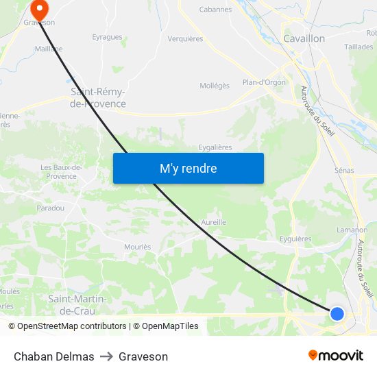 Chaban Delmas to Graveson map