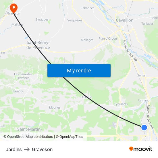 Jardins to Graveson map