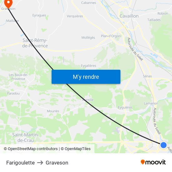 Farigoulette to Graveson map