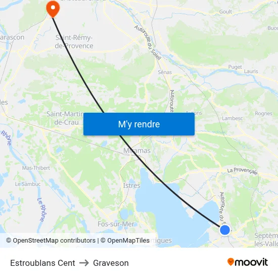 Estroublans Cent to Graveson map