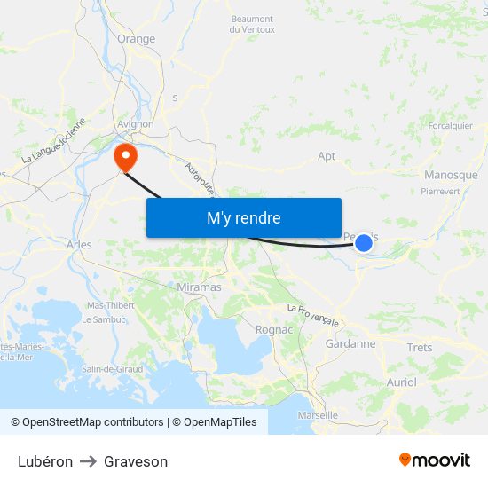 Lubéron to Graveson map