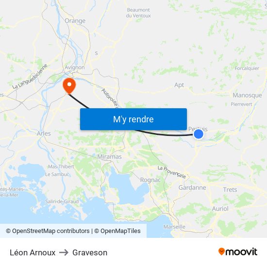 Léon Arnoux to Graveson map