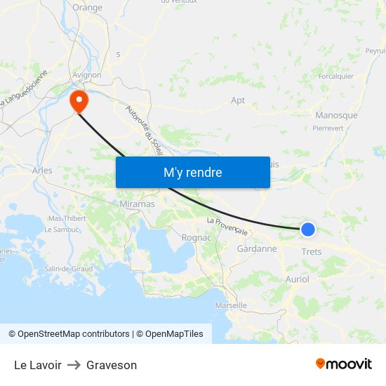 Le Lavoir to Graveson map