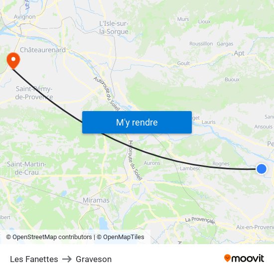 Les Fanettes to Graveson map