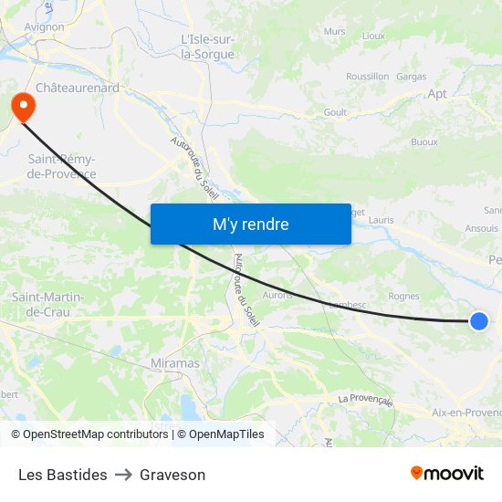 Les Bastides to Graveson map