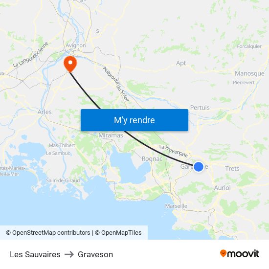 Les Sauvaires to Graveson map