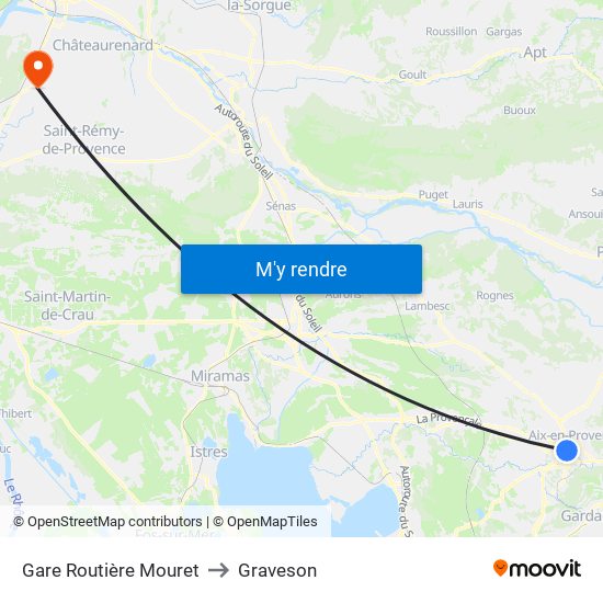 Gare Routière Mouret to Graveson map