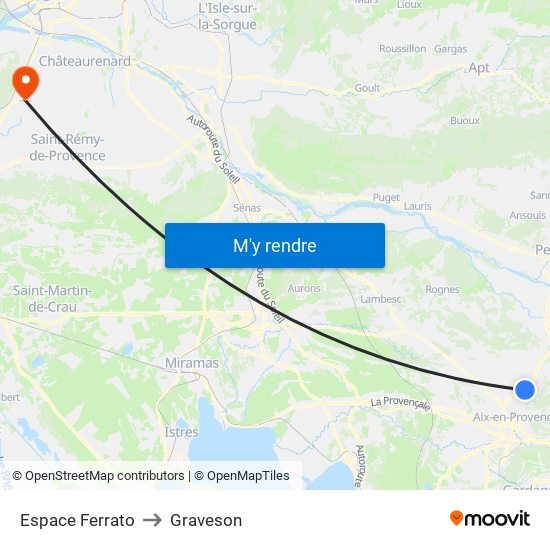 Espace Ferrato to Graveson map