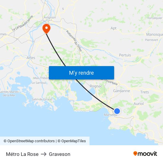 Métro La Rose to Graveson map