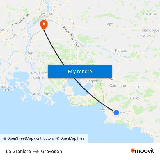 La Granière to Graveson map