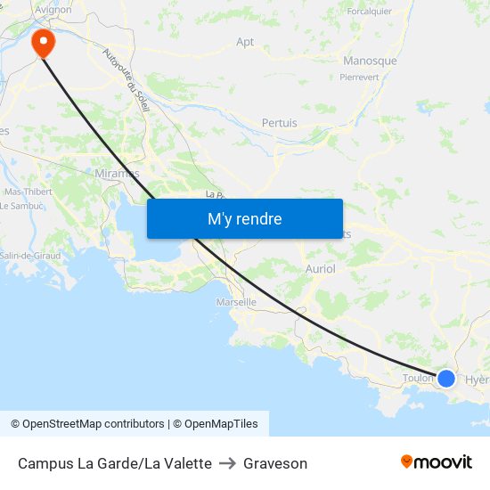Campus La Garde/La Valette to Graveson map