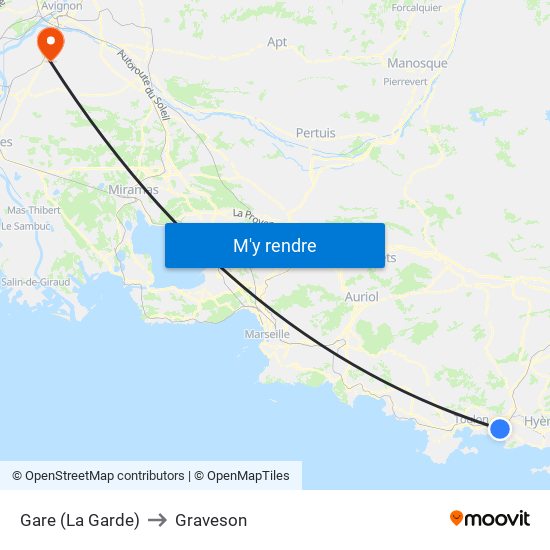 Gare (La Garde) to Graveson map