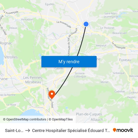 Saint-Louis to Centre Hospitalier Spécialisé Édouard Toulouse map