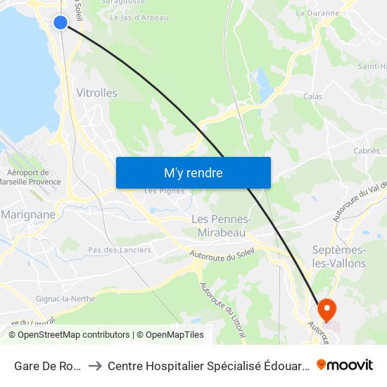Gare De Rognac to Centre Hospitalier Spécialisé Édouard Toulouse map