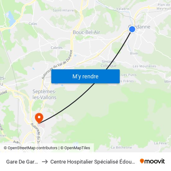 Gare De Gardanne to Centre Hospitalier Spécialisé Édouard Toulouse map