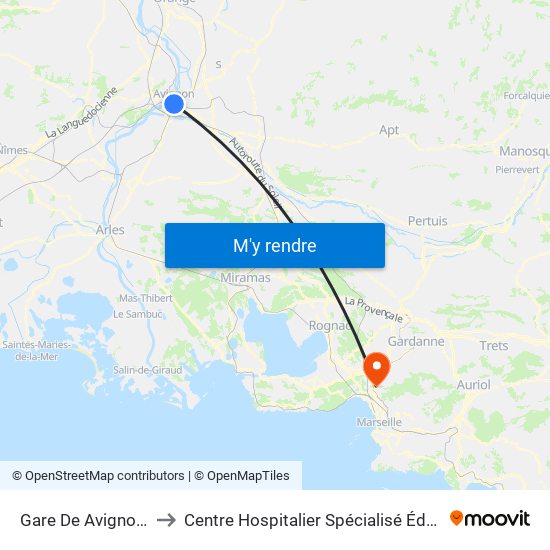 Gare De Avignon-Centre to Centre Hospitalier Spécialisé Édouard Toulouse map
