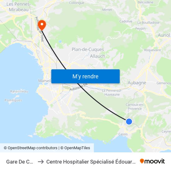 Gare De Cassis to Centre Hospitalier Spécialisé Édouard Toulouse map