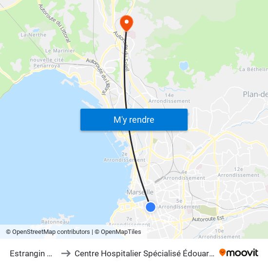Estrangin Puget to Centre Hospitalier Spécialisé Édouard Toulouse map