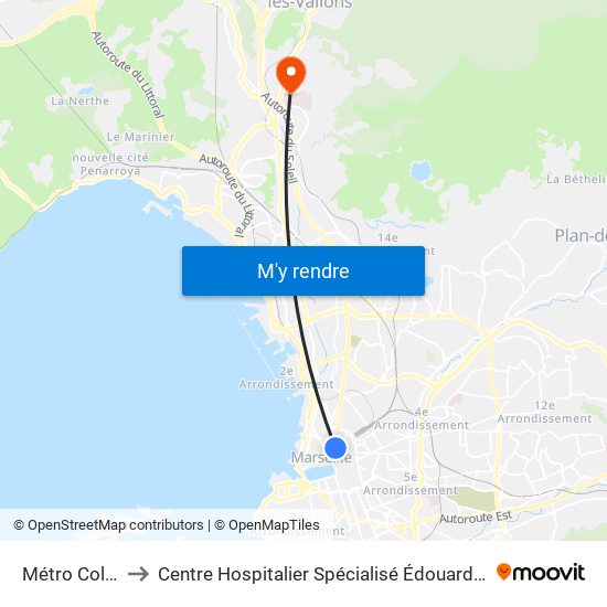 Métro Colbert to Centre Hospitalier Spécialisé Édouard Toulouse map