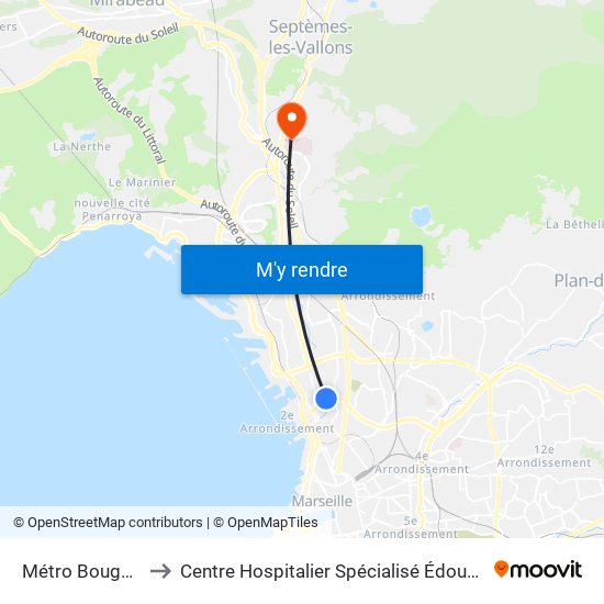Métro Bougainville to Centre Hospitalier Spécialisé Édouard Toulouse map