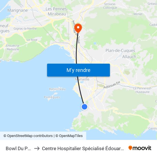 Bowl Du Prado to Centre Hospitalier Spécialisé Édouard Toulouse map