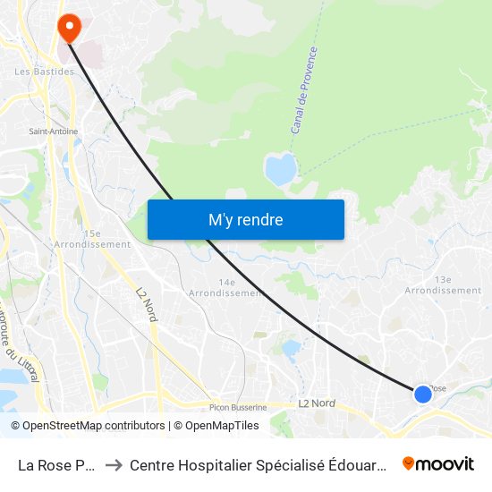 La Rose Poste to Centre Hospitalier Spécialisé Édouard Toulouse map