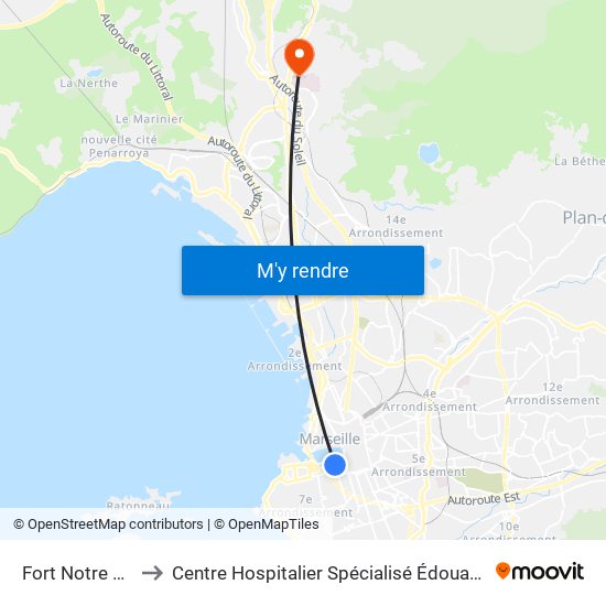 Fort Notre Dame to Centre Hospitalier Spécialisé Édouard Toulouse map