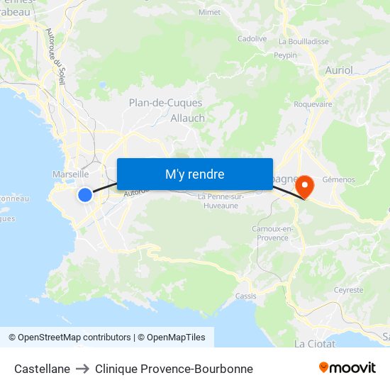 Castellane to Clinique Provence-Bourbonne map