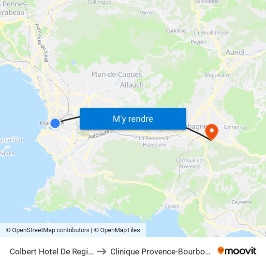 Colbert Hotel De Region to Clinique Provence-Bourbonne map
