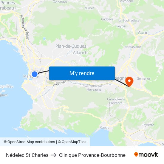 Nédelec St Charles to Clinique Provence-Bourbonne map