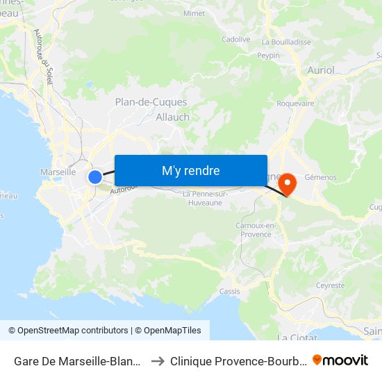 Gare De Marseille-Blancarde to Clinique Provence-Bourbonne map