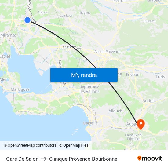 Gare De Salon to Clinique Provence-Bourbonne map