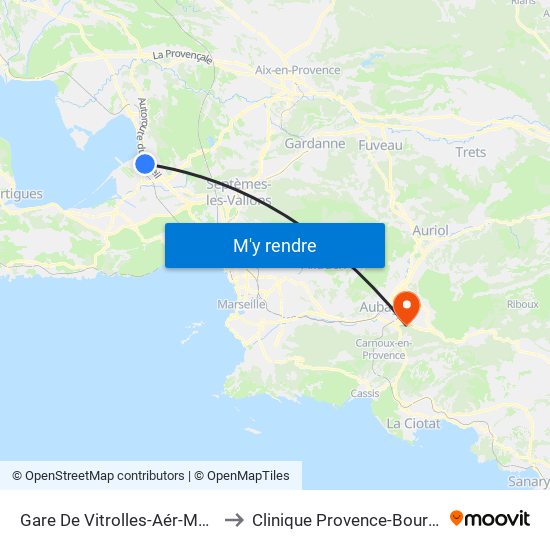 Gare De Vitrolles-Aér-Marseille to Clinique Provence-Bourbonne map