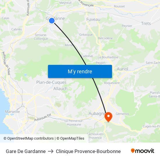 Gare De Gardanne to Clinique Provence-Bourbonne map