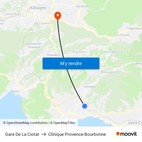 Gare De La Ciotat to Clinique Provence-Bourbonne map