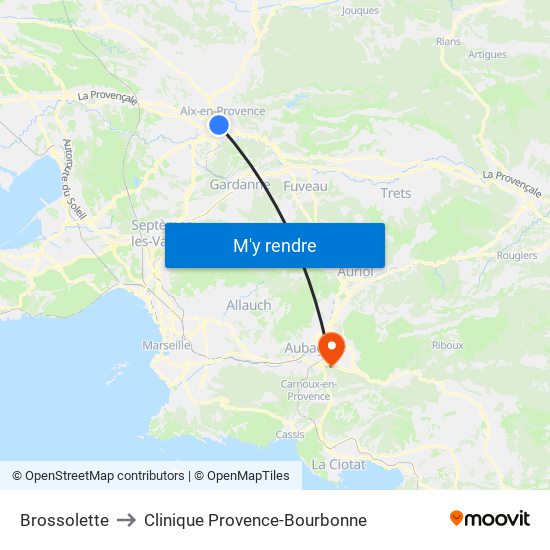 Brossolette to Clinique Provence-Bourbonne map