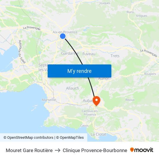 Mouret Gare Routière to Clinique Provence-Bourbonne map