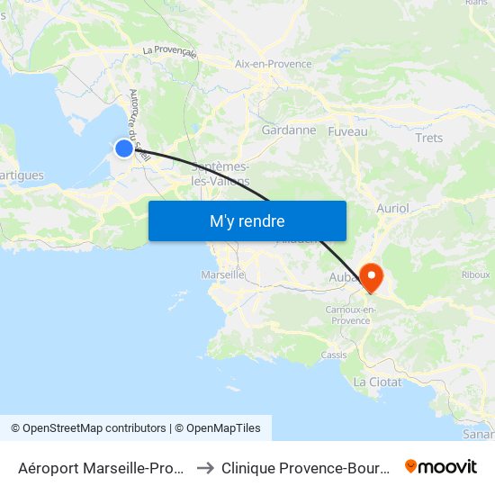 Aéroport Marseille-Provence to Clinique Provence-Bourbonne map