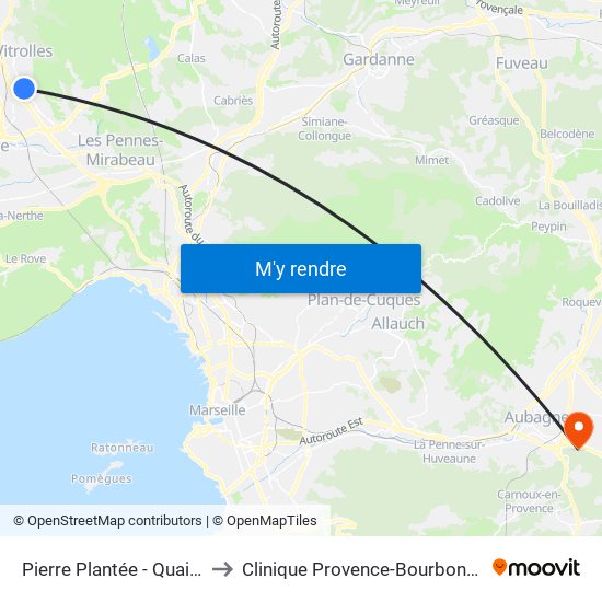 Pierre Plantée - Quai 4 to Clinique Provence-Bourbonne map