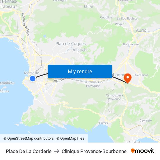 Place De La Corderie to Clinique Provence-Bourbonne map