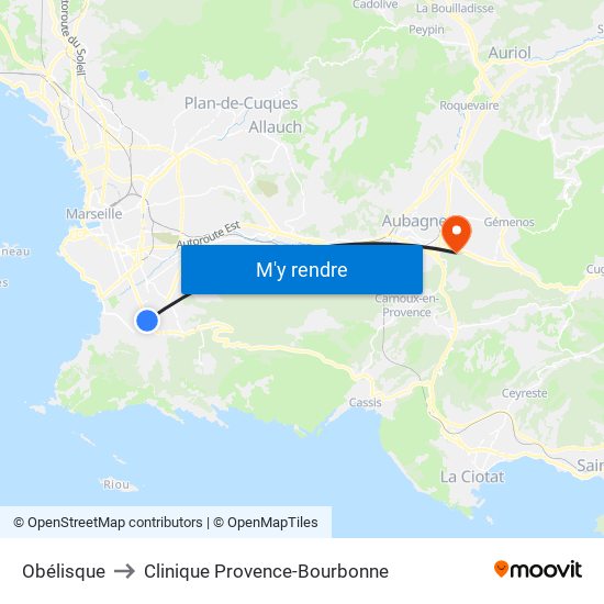 Obélisque to Clinique Provence-Bourbonne map