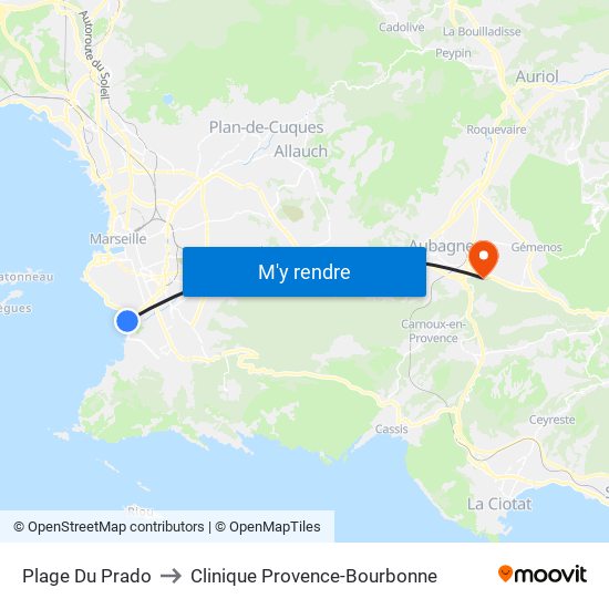 Plage Du Prado to Clinique Provence-Bourbonne map