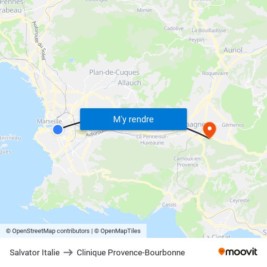 Salvator Italie to Clinique Provence-Bourbonne map