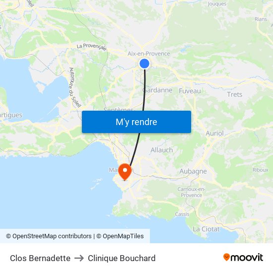 Clos Bernadette to Clinique Bouchard map